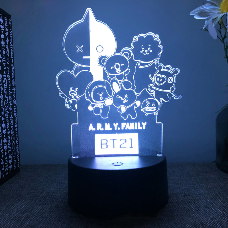 Luminária LED BT21 (BTS) - Todos os personagens (Muda de cor)